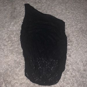 Dots Black One Shoulder Lace Top Sz XL